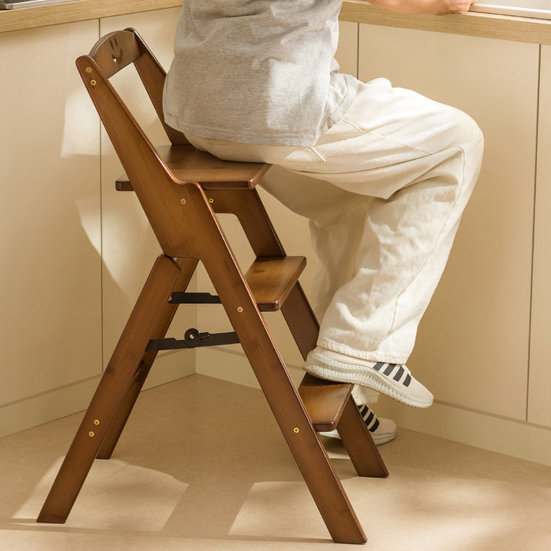 Modern Minimalist A-Shaped Bamboo Step Stool Backrest Foldable For Dining Room