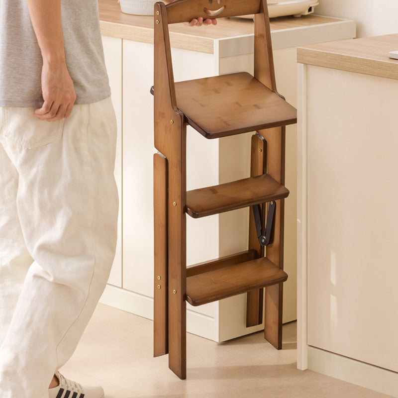 Modern Minimalist A-Shaped Bamboo Step Stool Backrest Foldable For Dining Room