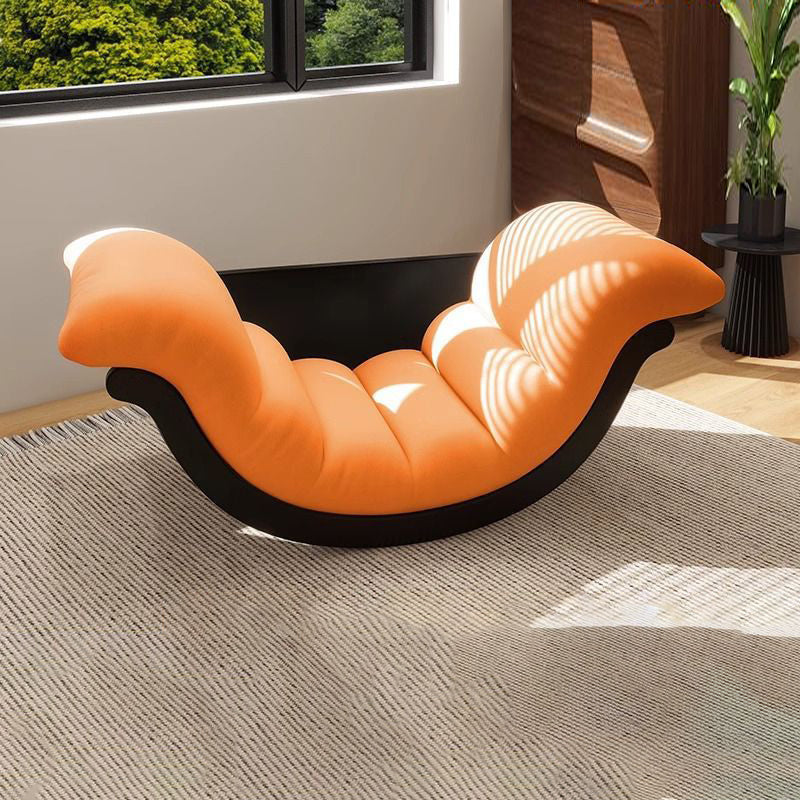 Modern Minimalist Curved Medium Density Fiberboard Carbon Steel Velvet Fabric Sponge Rocking Chair Backrest Armrest For Living Room