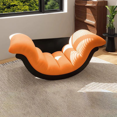 Modern Minimalist Curved Medium Density Fiberboard Carbon Steel Velvet Fabric Sponge Rocking Chair Backrest Armrest For Living Room