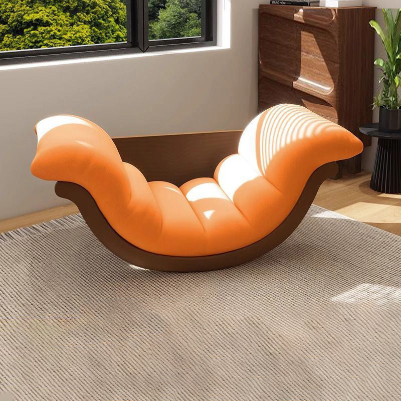 Modern Minimalist Curved Medium Density Fiberboard Carbon Steel Velvet Fabric Sponge Rocking Chair Backrest Armrest For Living Room