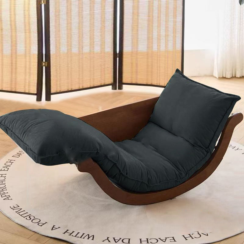 Modern Minimalist Curved Medium Density Fiberboard Carbon Steel Velvet Fabric Sponge Rocking Chair Backrest Armrest For Living Room