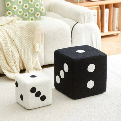 Modern Minimalist Square Teddy Fleece Multi-Layer Plywood Footstool For Living Room