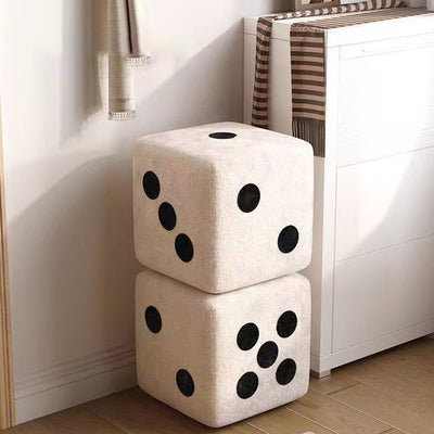 Modern Minimalist Square Teddy Fleece Multi-Layer Plywood Footstool For Living Room