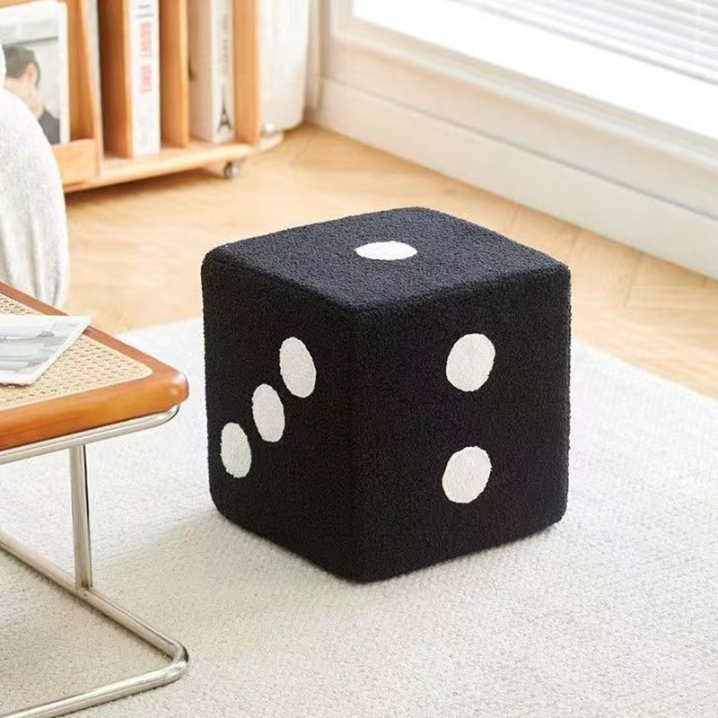 Modern Minimalist Square Teddy Fleece Multi-Layer Plywood Footstool For Living Room