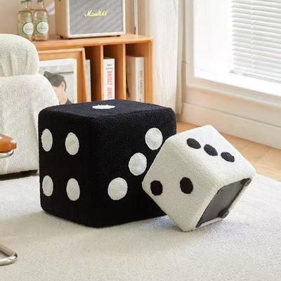 Modern Minimalist Square Teddy Fleece Multi-Layer Plywood Footstool For Living Room