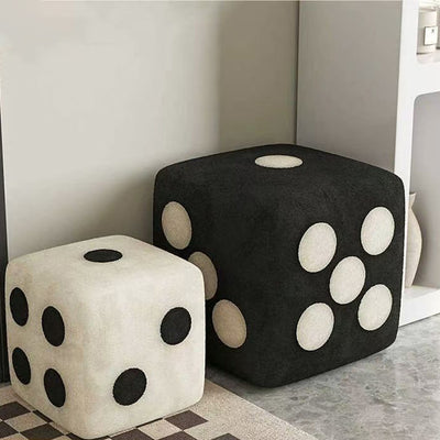 Modern Minimalist Square Teddy Fleece Multi-Layer Plywood Footstool For Living Room