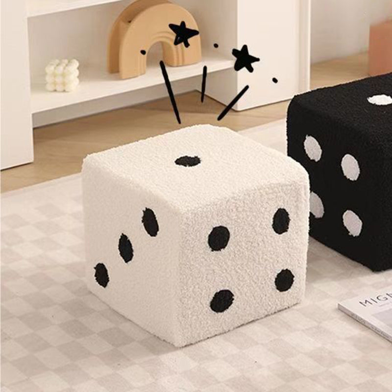 Modern Minimalist Square Teddy Fleece Multi-Layer Plywood Footstool For Living Room
