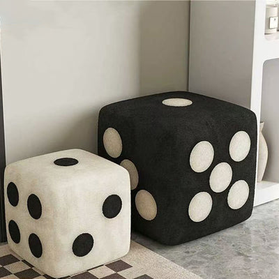 Modern Minimalist Square Teddy Fleece Multi-Layer Plywood Footstool For Living Room
