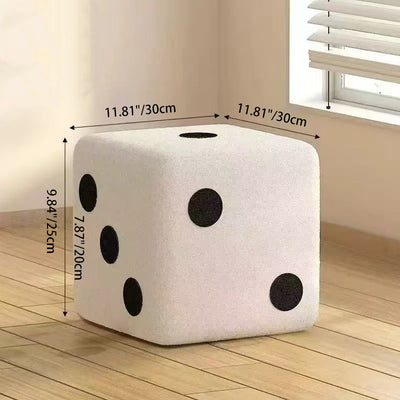 Modern Minimalist Square Teddy Fleece Multi-Layer Plywood Footstool For Living Room