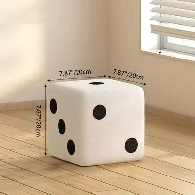 Modern Minimalist Square Teddy Fleece Multi-Layer Plywood Footstool For Living Room
