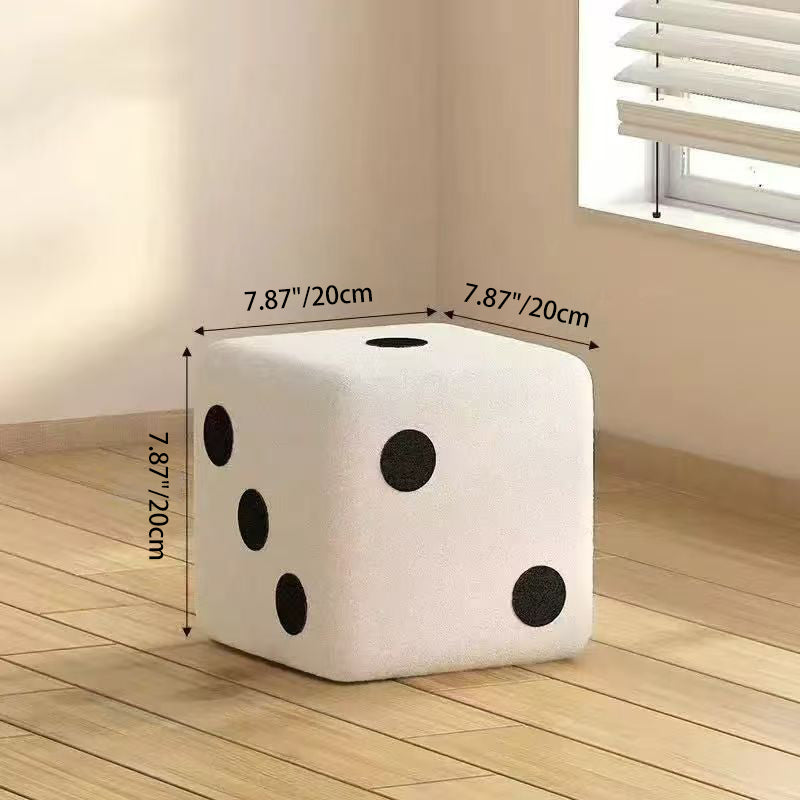 Modern Minimalist Square Teddy Fleece Multi-Layer Plywood Footstool For Living Room