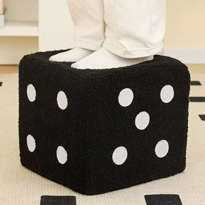Modern Minimalist Square Teddy Fleece Multi-Layer Plywood Footstool For Living Room