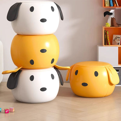 Modern Minimalist Round PU Leather Solid Wood Multi-layer Board Solid Wood Sponge Footstool For Living Room