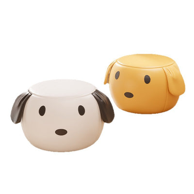 Modern Minimalist Round PU Leather Solid Wood Multi-layer Board Solid Wood Sponge Footstool For Living Room