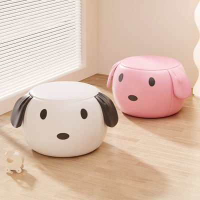 Modern Minimalist Round PU Leather Solid Wood Multi-layer Board Solid Wood Sponge Footstool For Living Room