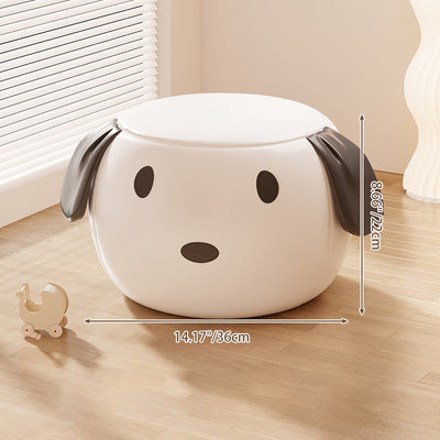 Modern Minimalist Round PU Leather Solid Wood Multi-layer Board Solid Wood Sponge Footstool For Living Room