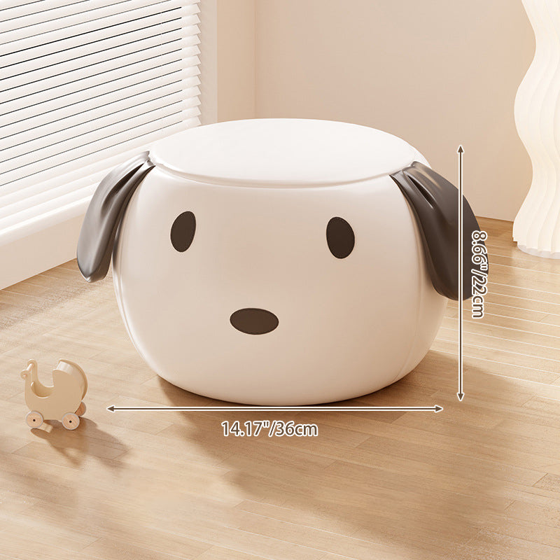 Modern Minimalist Round PU Leather Solid Wood Multi-layer Board Solid Wood Sponge Footstool For Living Room