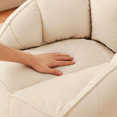 Modern Minimalist Curved Faux Velour High-Density Polyester Accent Chair Backrest Armrest For Living Room