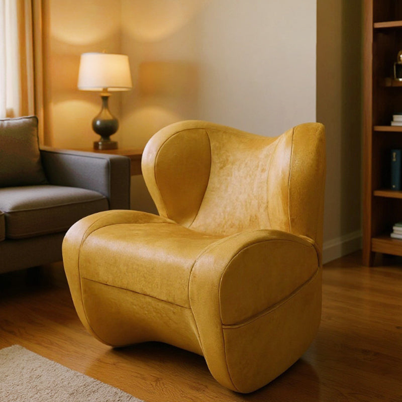 Modern Minimalist Curved Velvet Linen EPS Sponge Accent Chair Backrest For Living Room