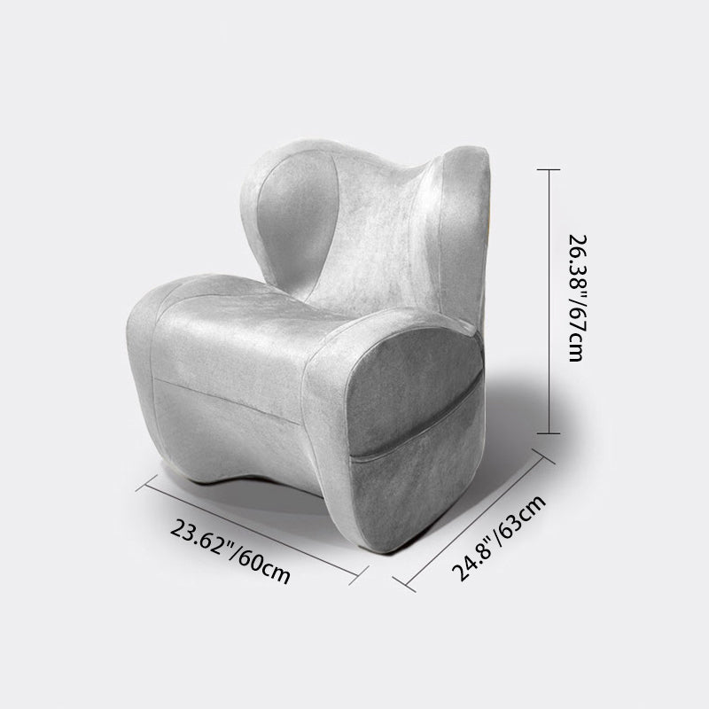 Modern Minimalist Curved Velvet Linen EPS Sponge Accent Chair Backrest For Living Room