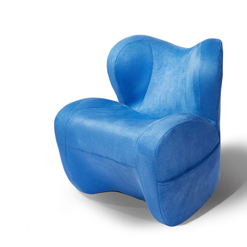 Modern Minimalist Curved Velvet Linen EPS Sponge Accent Chair Backrest For Living Room