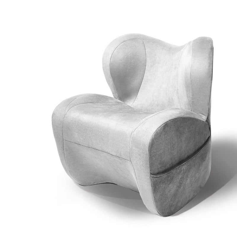 Modern Minimalist Curved Velvet Linen EPS Sponge Accent Chair Backrest For Living Room