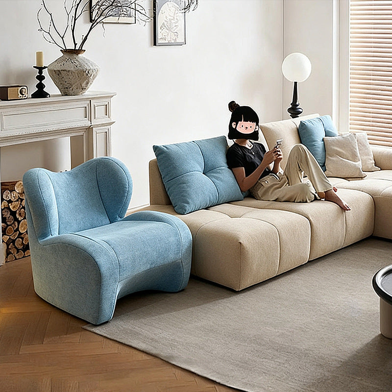 Modern Minimalist Curved Chenille Fabric EPS Sponge Accent Chair Backrest For Living Room