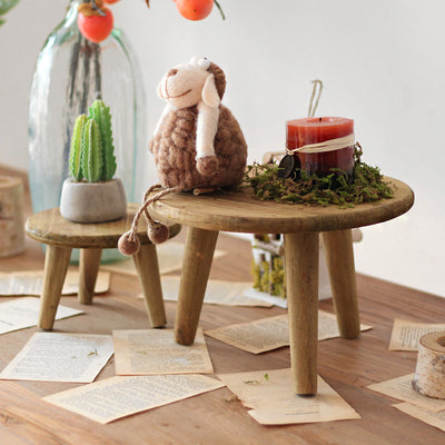 Modern Minimalist Round Solid Wood Low Stool Sturdy For Living Room