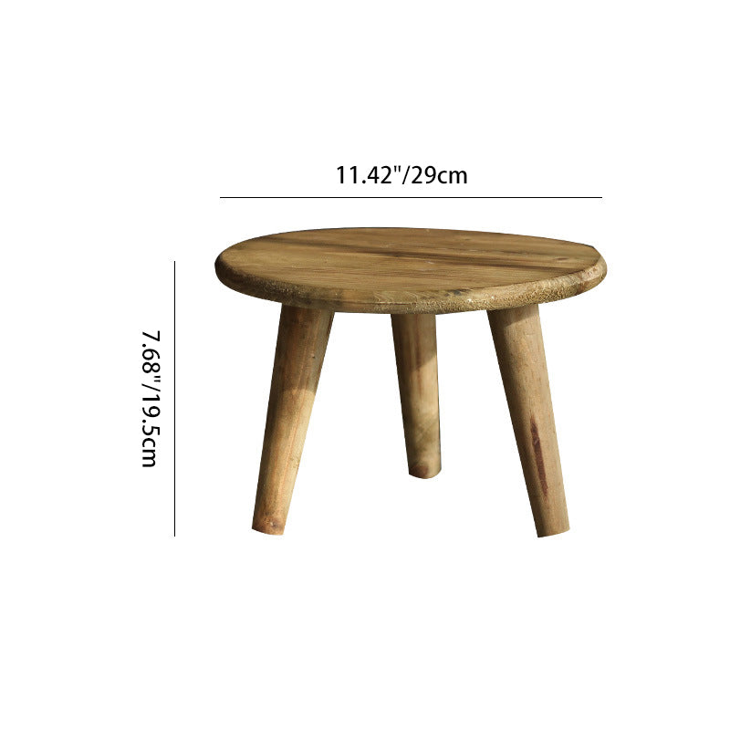 Modern Minimalist Round Solid Wood Low Stool Sturdy For Living Room