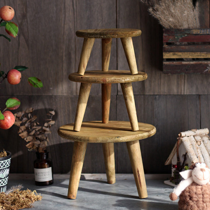 Modern Minimalist Round Solid Wood Low Stool Sturdy For Living Room