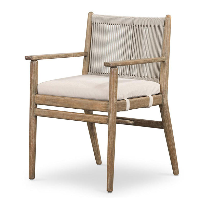 Dossier et accoudoirs de chaise de salle à manger rectangulaire minimaliste moderne en bois massif, coton-lin et éponge 