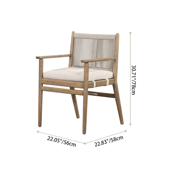 Moderner minimalistischer rechteckiger Kissenmassivholz-Baumwoll-Leinen-Schwamm-Esszimmerstuhl Rückenlehne Armlehne für Esszimmer 