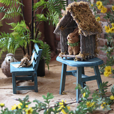 Modern Minimalist Rectangular Solid Wood Low Stool Backrest Decorative Cartoon Design For Garden