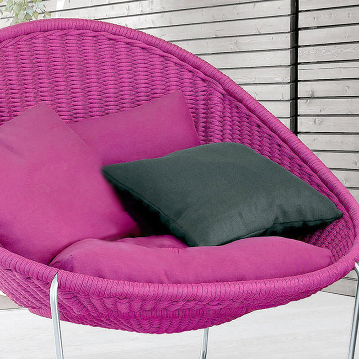 Fauteuil inclinable moderne minimaliste en alliage d’aluminium incurvé et corde en polypropylène, robuste et durable, avec dossier et accoudoirs pour jardin 