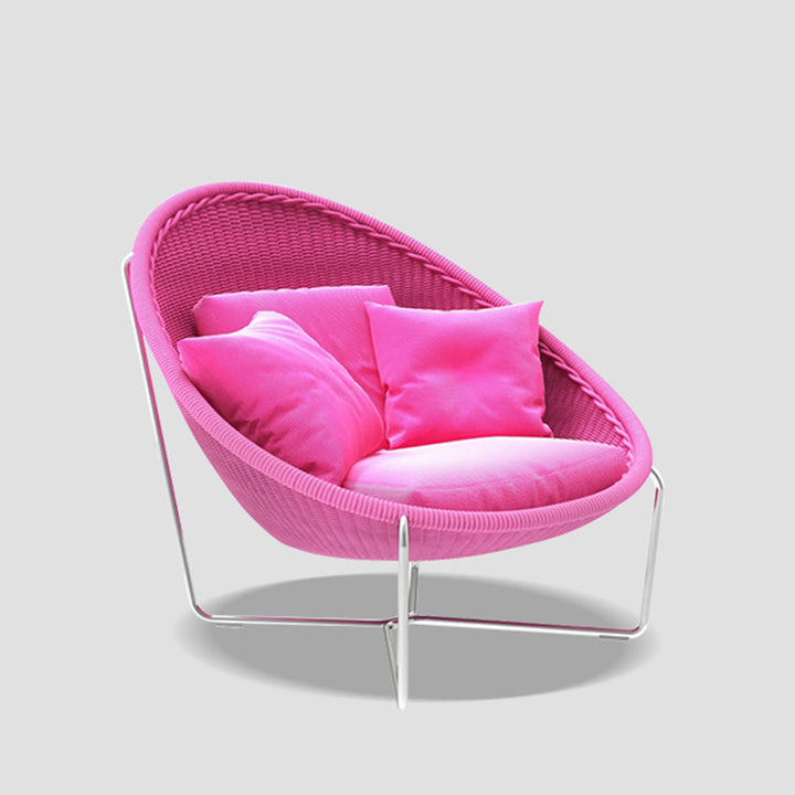 Fauteuil inclinable moderne minimaliste en alliage d’aluminium incurvé et corde en polypropylène, robuste et durable, avec dossier et accoudoirs pour jardin 