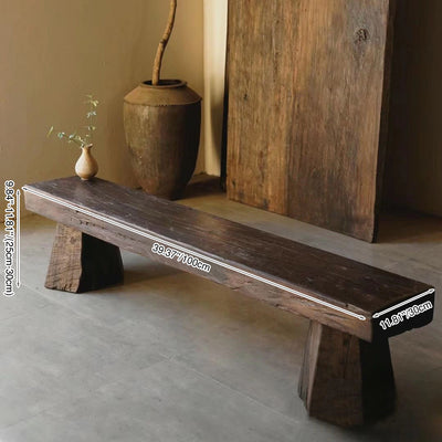Modern Minimalist Rectangular Solid Wood Bench Sturdy Practical For Living Room