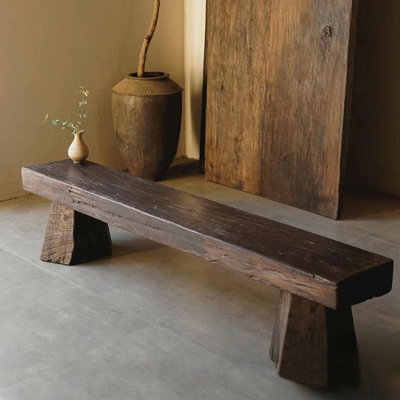 Modern Minimalist Rectangular Solid Wood Bench Sturdy Practical For Living Room