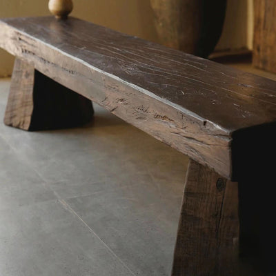 Modern Minimalist Rectangular Solid Wood Bench Sturdy Practical For Living Room