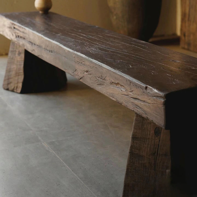 Modern Minimalist Rectangular Solid Wood Bench Sturdy Practical For Living Room