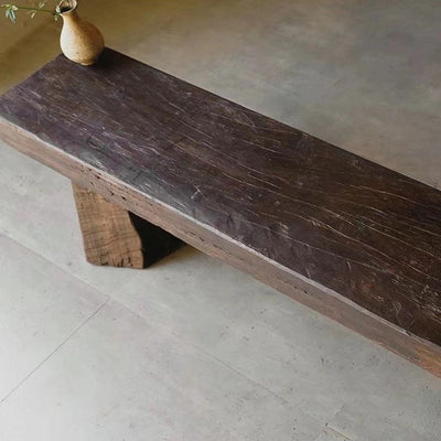 Modern Minimalist Rectangular Solid Wood Bench Sturdy Practical For Living Room