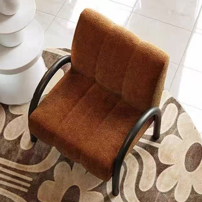 Modern Minimalist Curved Carbon Steel Velvet Fabric Sponge Accent Chair Strong Load-Bearing Backrest Armrest For Living Room