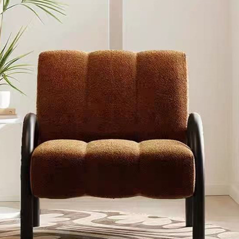 Modern Minimalist Curved Carbon Steel Velvet Fabric Sponge Accent Chair Strong Load-Bearing Backrest Armrest For Living Room
