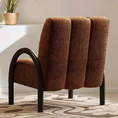 Modern Minimalist Curved Carbon Steel Velvet Fabric Sponge Accent Chair Strong Load-Bearing Backrest Armrest For Living Room