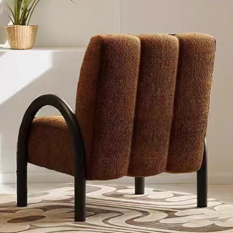 Modern Minimalist Curved Carbon Steel Velvet Fabric Sponge Accent Chair Strong Load-Bearing Backrest Armrest For Living Room