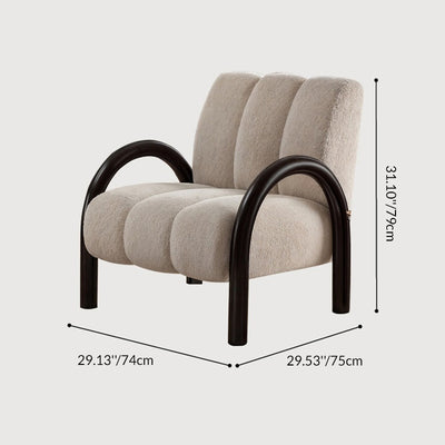 Modern Minimalist Curved Carbon Steel Velvet Fabric Sponge Accent Chair Strong Load-Bearing Backrest Armrest For Living Room