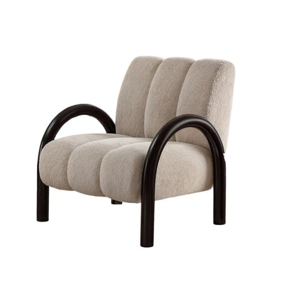 Modern Minimalist Curved Carbon Steel Velvet Fabric Sponge Accent Chair Strong Load-Bearing Backrest Armrest For Living Room