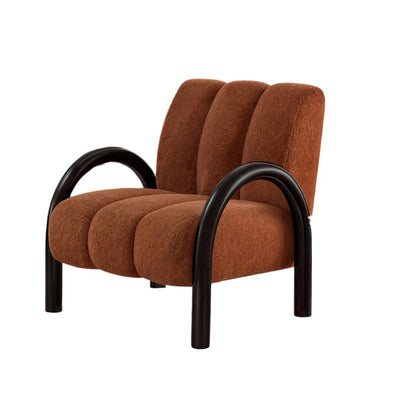 Modern Minimalist Curved Carbon Steel Velvet Fabric Sponge Accent Chair Strong Load-Bearing Backrest Armrest For Living Room