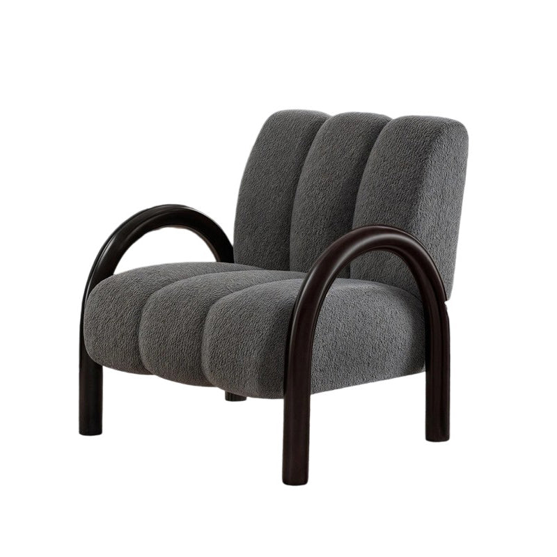 Modern Minimalist Curved Carbon Steel Velvet Fabric Sponge Accent Chair Strong Load-Bearing Backrest Armrest For Living Room