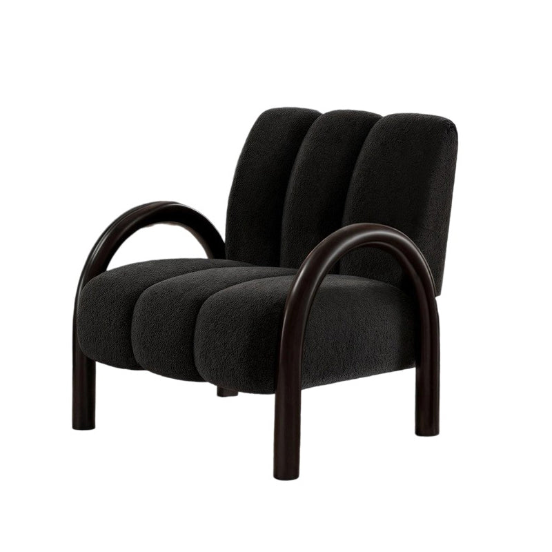 Modern Minimalist Curved Carbon Steel Velvet Fabric Sponge Accent Chair Strong Load-Bearing Backrest Armrest For Living Room